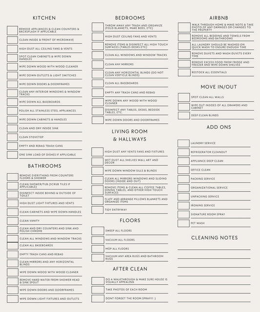 50-Point Cleaning Checklist - We Share with Every Team Member, And Every Service Is Upheld To These Standards!